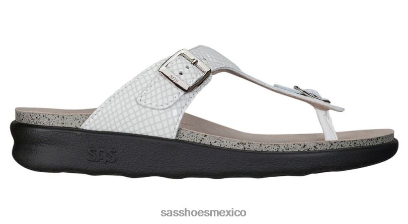mx SAS mujer versátil sandalia sanibel con correa en T serpiente blanca LVV4637
