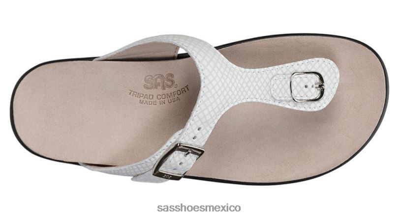 mx SAS mujer versátil sandalia sanibel con correa en T serpiente blanca LVV4637