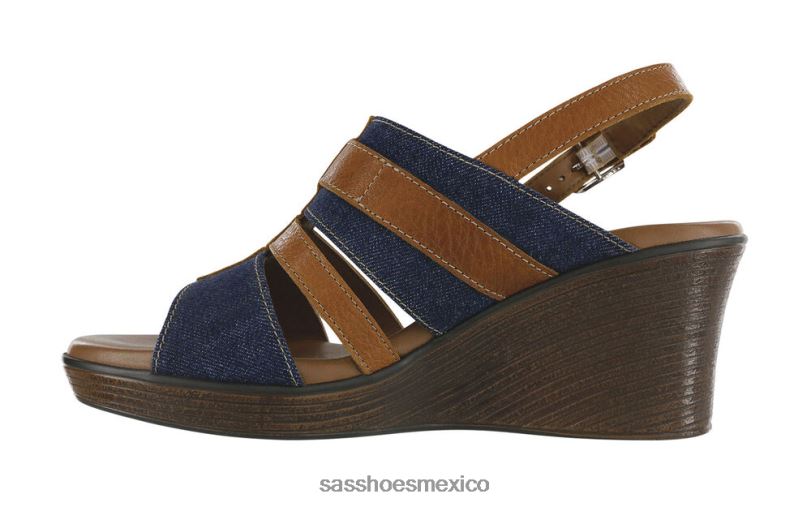 mx SAS mujer versátil sandalias Layla con tira en T y cuña Jean azul LVV46160