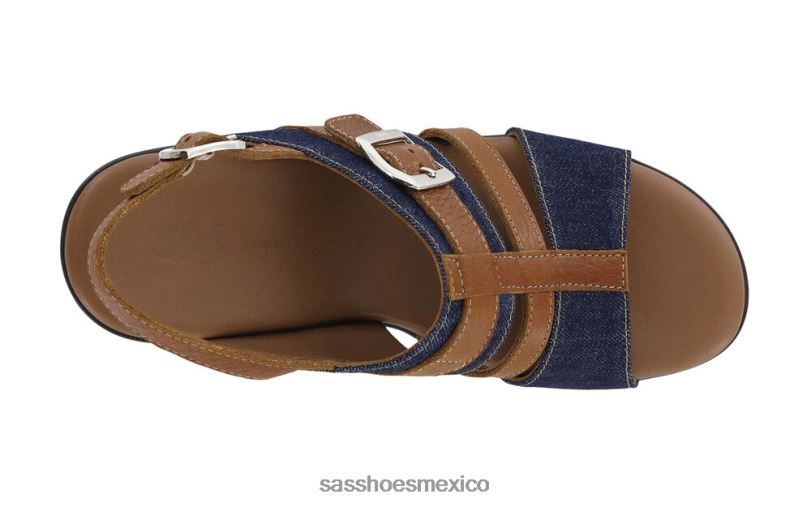 mx SAS mujer versátil sandalias Layla con tira en T y cuña Jean azul LVV46160