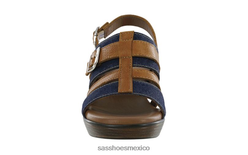 mx SAS mujer versátil sandalias Layla con tira en T y cuña Jean azul LVV46160