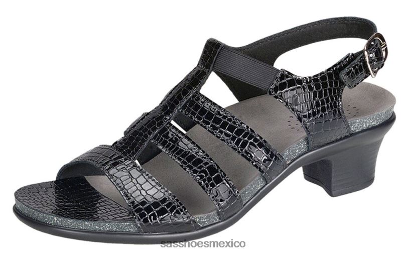 mx SAS mujer versátil sandalias allegro con correa en el talón cocodrilo negro LVV46122