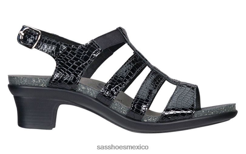 mx SAS mujer versátil sandalias allegro con correa en el talón cocodrilo negro LVV46122
