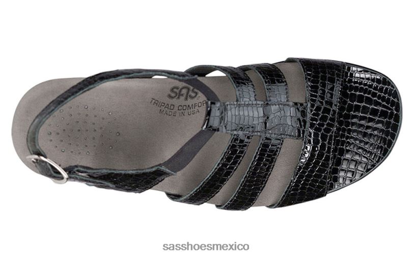 mx SAS mujer versátil sandalias allegro con correa en el talón cocodrilo negro LVV46122