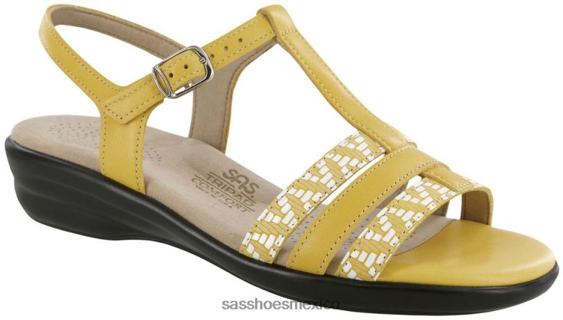 mx SAS mujer versátil sandalias capri con correa en T amarillo/cheurón LVV46148