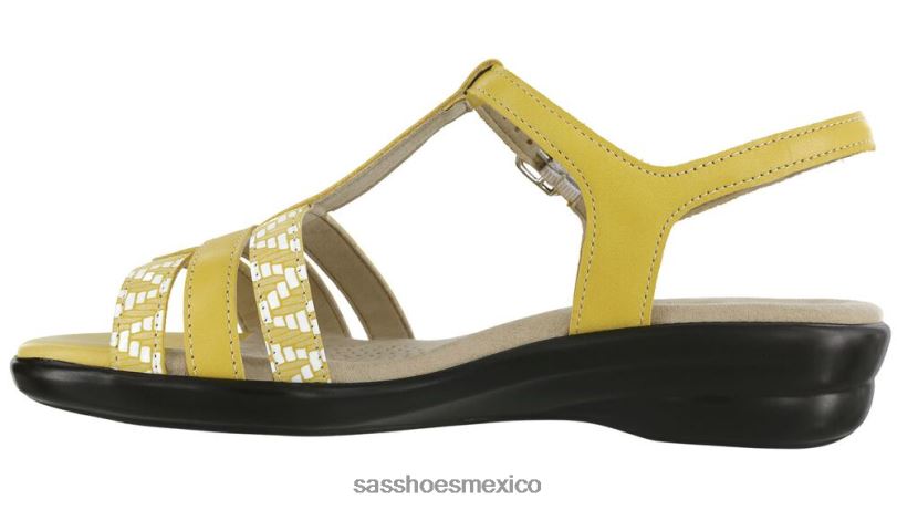 mx SAS mujer versátil sandalias capri con correa en T amarillo/cheurón LVV46148