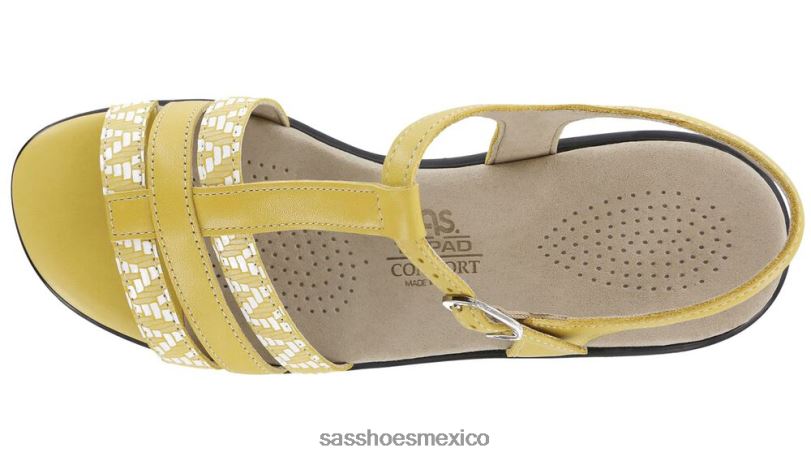 mx SAS mujer versátil sandalias capri con correa en T amarillo/cheurón LVV46148