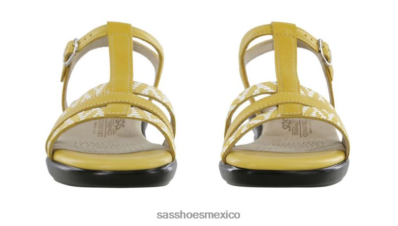 mx SAS mujer versátil sandalias capri con correa en T amarillo/cheurón LVV46148