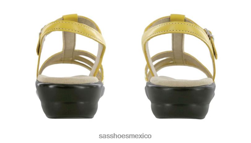 mx SAS mujer versátil sandalias capri con correa en T amarillo/cheurón LVV46148