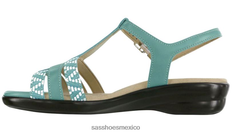 mx SAS mujer versátil sandalias capri con correa en T turquesa/cheurón LVV46147