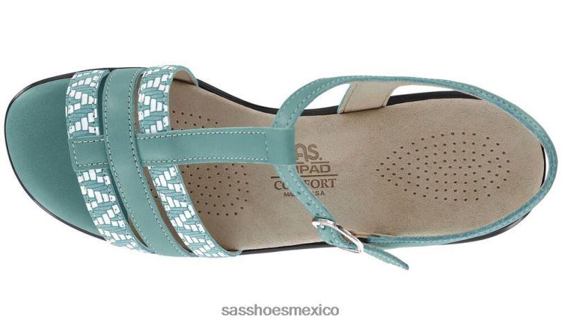 mx SAS mujer versátil sandalias capri con correa en T turquesa/cheurón LVV46147
