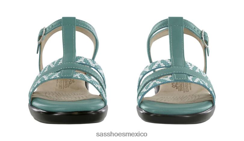 mx SAS mujer versátil sandalias capri con correa en T turquesa/cheurón LVV46147