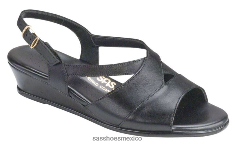 mx SAS mujer versátil sandalias con cuña y tiras cruzadas negro LVV46173