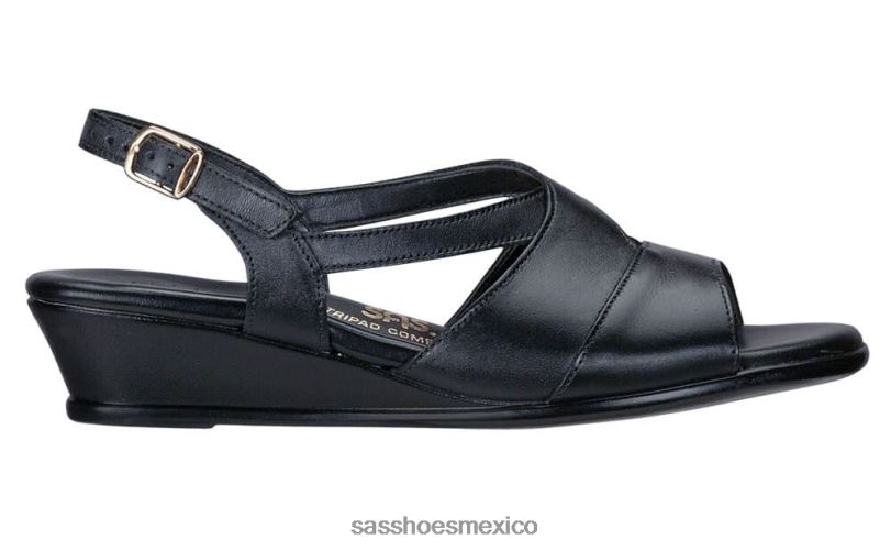 mx SAS mujer versátil sandalias con cuña y tiras cruzadas negro LVV46173
