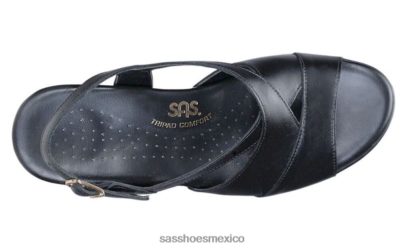 mx SAS mujer versátil sandalias con cuña y tiras cruzadas negro LVV46173