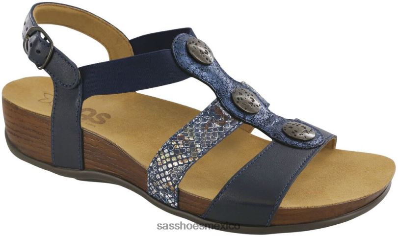 mx SAS mujer versátil sandalias con tira en T y tréboles azul marino multi LVV46159