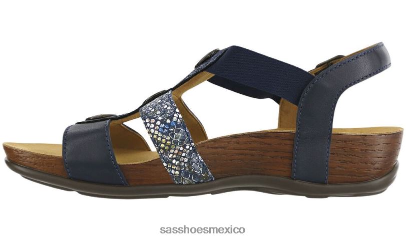 mx SAS mujer versátil sandalias con tira en T y tréboles azul marino multi LVV46159