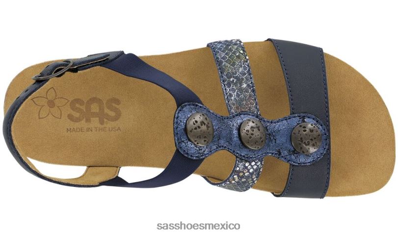 mx SAS mujer versátil sandalias con tira en T y tréboles azul marino multi LVV46159