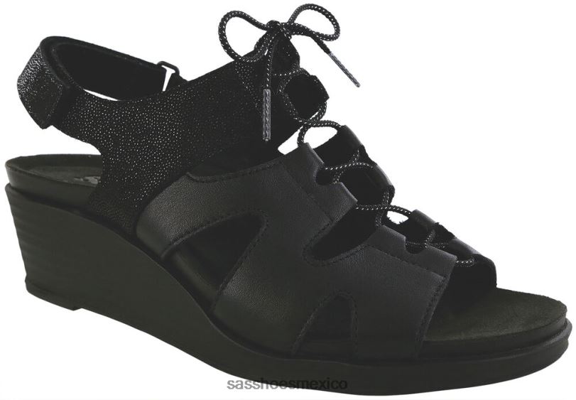 mx SAS mujer versátil sandalias de cuña con cordones sedona negro/brillante LVV46429