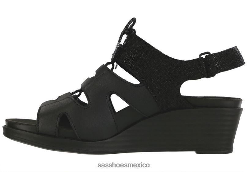 mx SAS mujer versátil sandalias de cuña con cordones sedona negro/brillante LVV46429