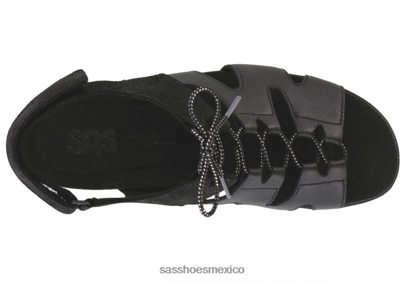 mx SAS mujer versátil sandalias de cuña con cordones sedona negro/brillante LVV46429