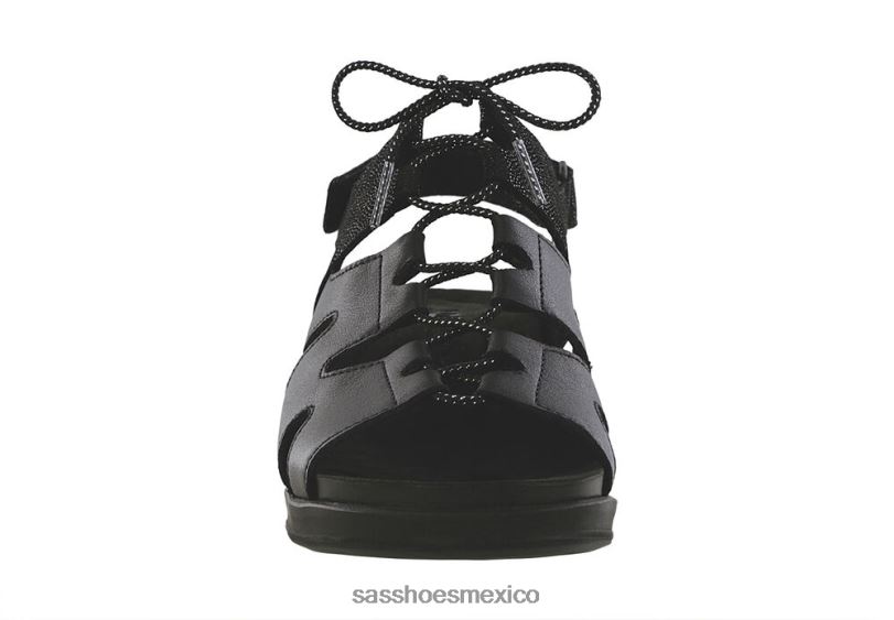 mx SAS mujer versátil sandalias de cuña con cordones sedona negro/brillante LVV46429