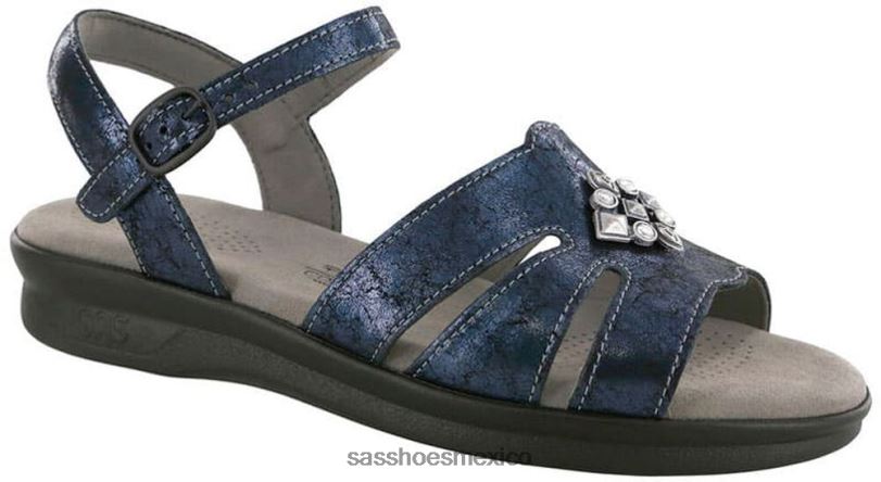 mx SAS mujer versátil sandalias helena con tiras crujido azul marino LVV4691
