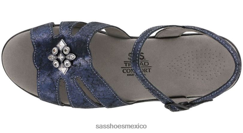 mx SAS mujer versátil sandalias helena con tiras crujido azul marino LVV4691