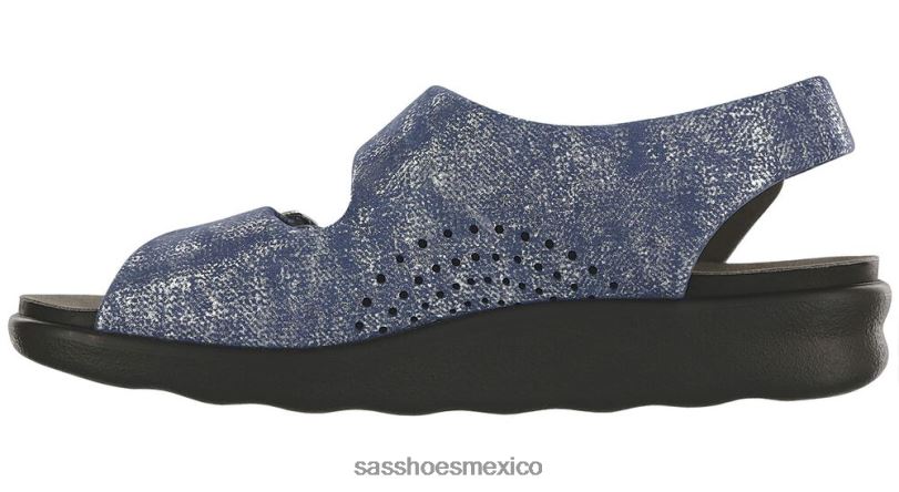 mx SAS mujer versátil sandalias holgadas con correa en el talón azul plateado LVV46118