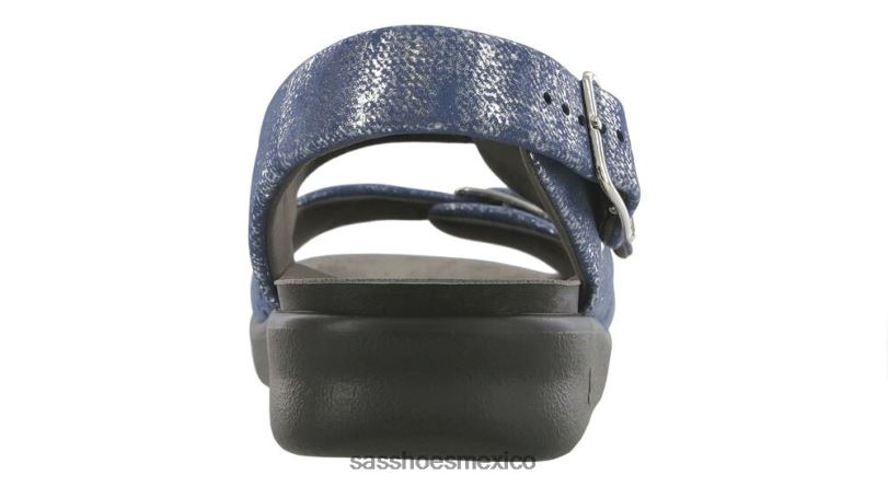 mx SAS mujer versátil sandalias holgadas con correa en el talón azul plateado LVV46118