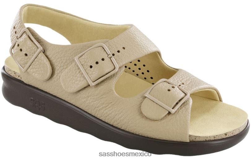 mx SAS mujer versátil sandalias holgadas con correa en el talón natural LVV46112