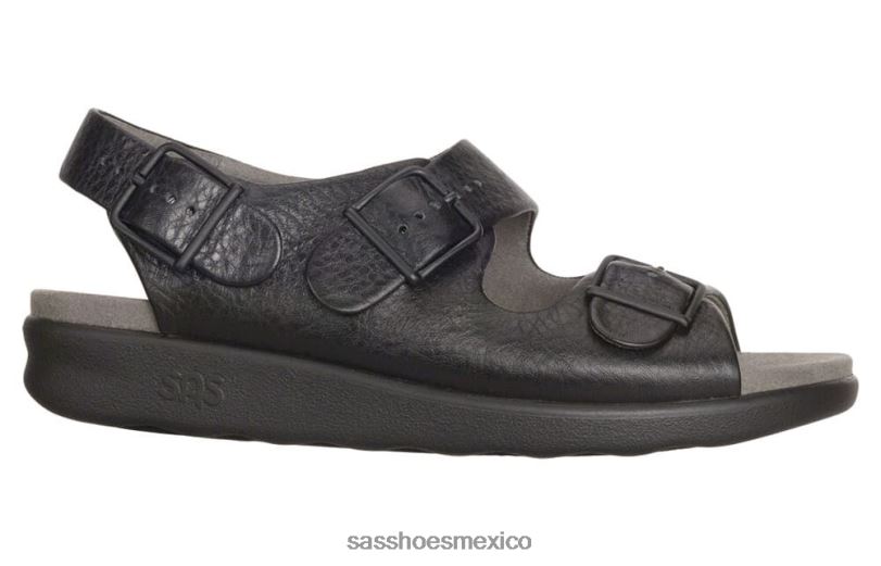 mx SAS mujer versátil sandalias holgadas con correa en el talón negro LVV46115