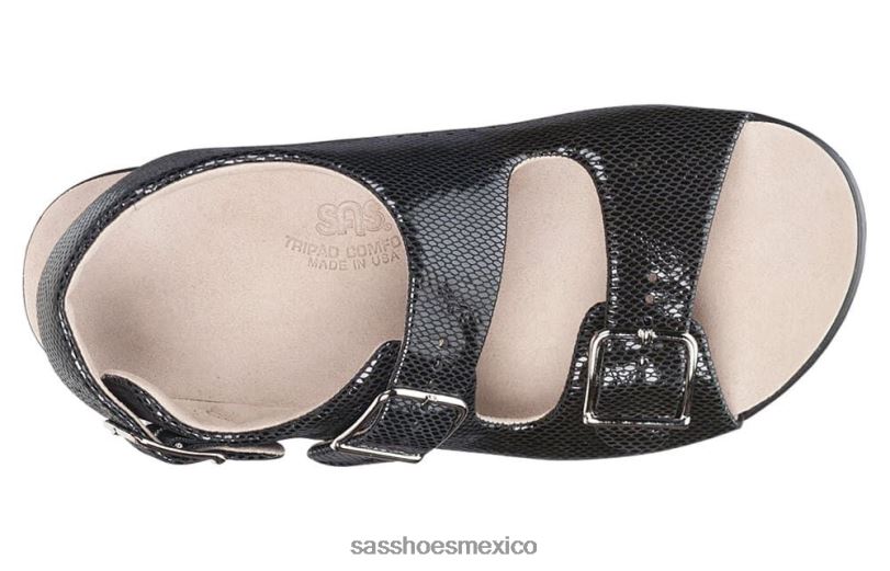 mx SAS mujer versátil sandalias holgadas con correa en el talón serpiente negra LVV46114