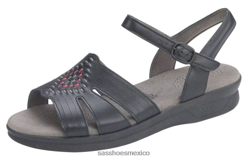 mx SAS mujer versátil sandalias huarache con tiras de cuarto negro LVV4665