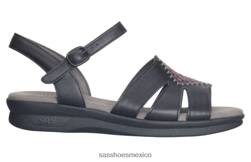 mx SAS mujer versátil sandalias huarache con tiras de cuarto negro LVV4665