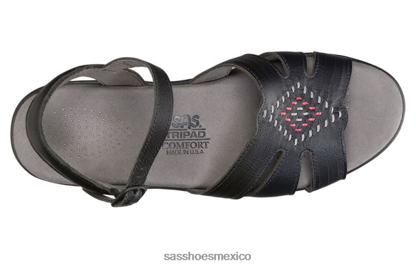 mx SAS mujer versátil sandalias huarache con tiras de cuarto negro LVV4665