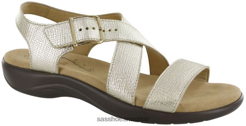 mx SAS mujer versátil sandalias laguna con tiras cruzadas lino dorado LVV46170
