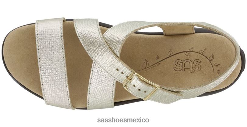 mx SAS mujer versátil sandalias laguna con tiras cruzadas lino dorado LVV46170