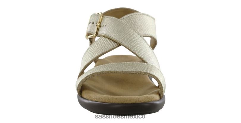 mx SAS mujer versátil sandalias laguna con tiras cruzadas lino dorado LVV46170