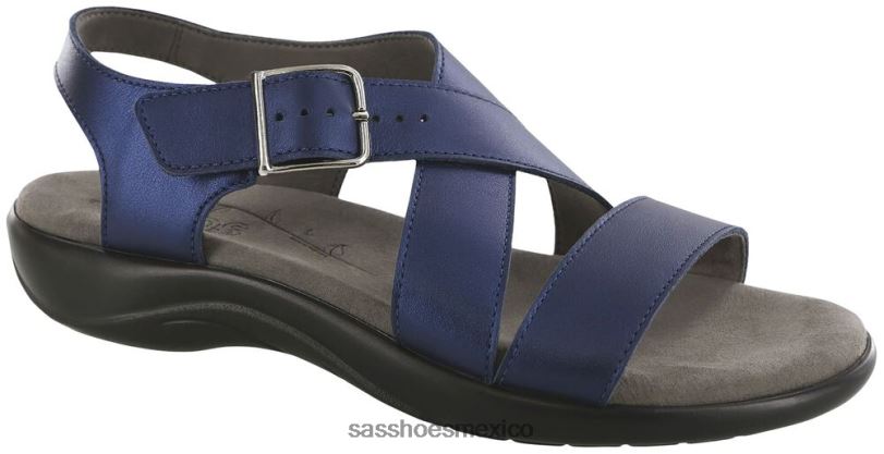 mx SAS mujer versátil sandalias laguna con tiras cruzadas perlado azul LVV46172