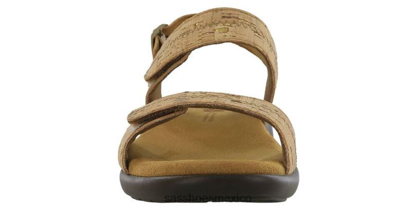 mx SAS mujer versátil sandalias nudu con correa en el talón corcho dorado LVV4693
