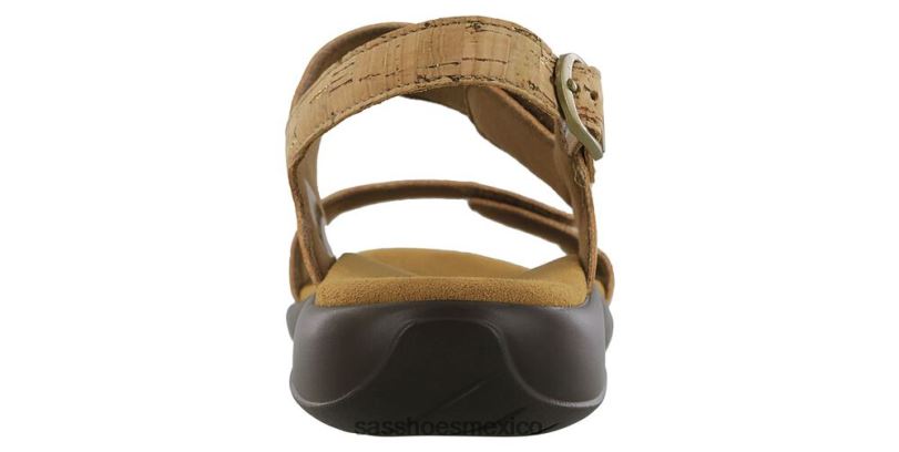 mx SAS mujer versátil sandalias nudu con correa en el talón corcho dorado LVV4693