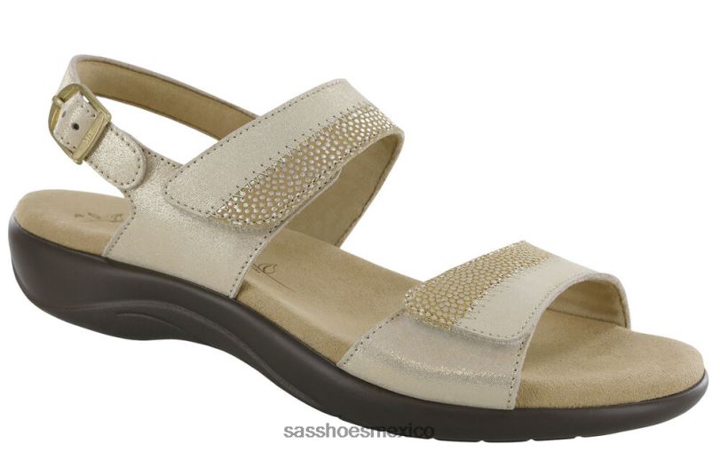 mx SAS mujer versátil sandalias nudu con correa en el talón dorado LVV4699