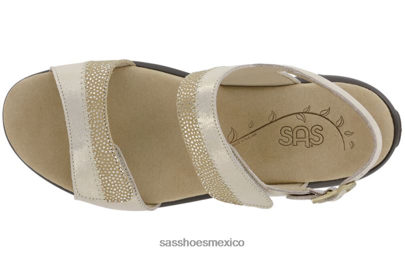 mx SAS mujer versátil sandalias nudu con correa en el talón dorado LVV4699