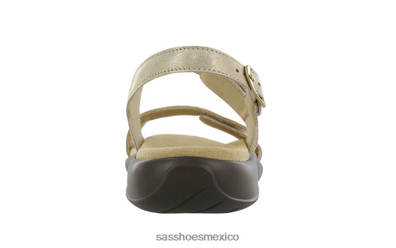 mx SAS mujer versátil sandalias nudu con correa en el talón dorado LVV4699