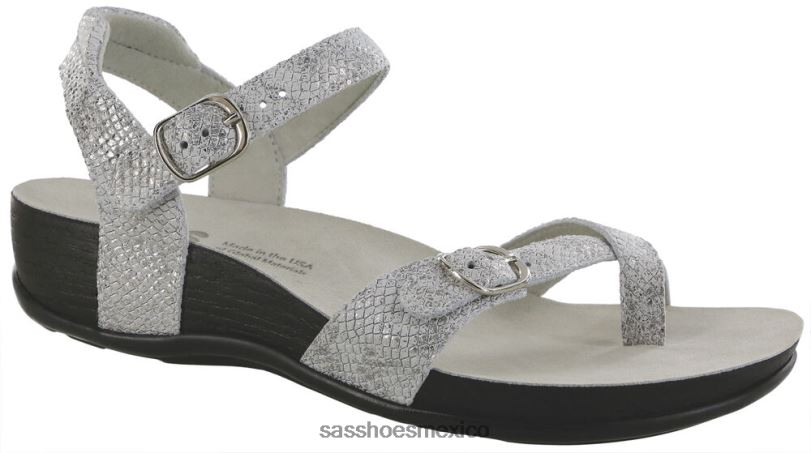 mx SAS mujer versátil sandalias pampa con lazo en el dedo plata LVV46136