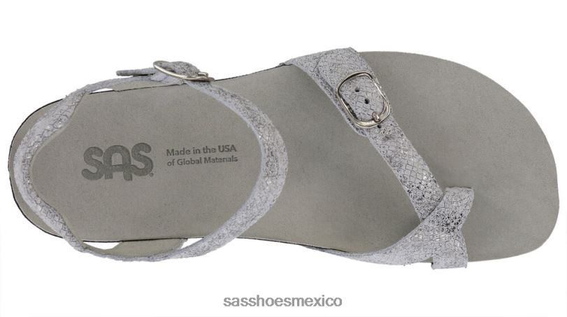 mx SAS mujer versátil sandalias pampa con lazo en el dedo plata LVV46136