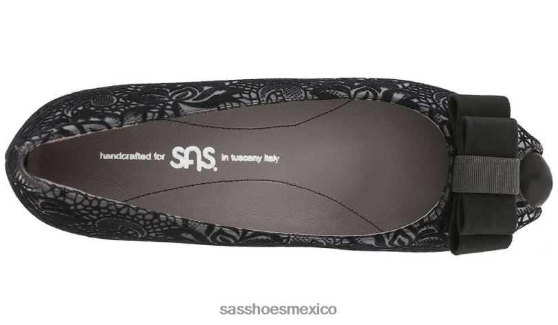 mx SAS mujer inspirado cuña peep toe ava floral negro LVV46402