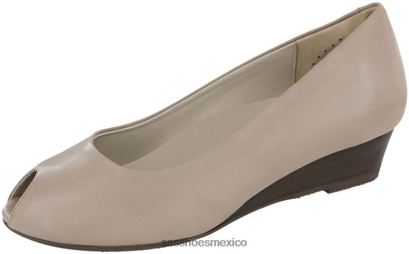 mx SAS mujer inspirado cuña scarlett peep toe champiñón LVV46372