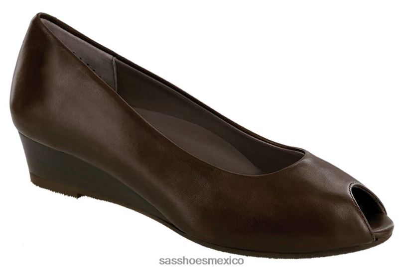 mx SAS mujer inspirado cuña scarlett peep toe marrón LVV46374